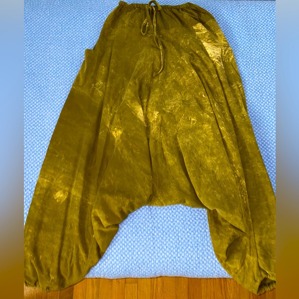 100% organic cotton Olive Green Thai Harem pants unisex and one size